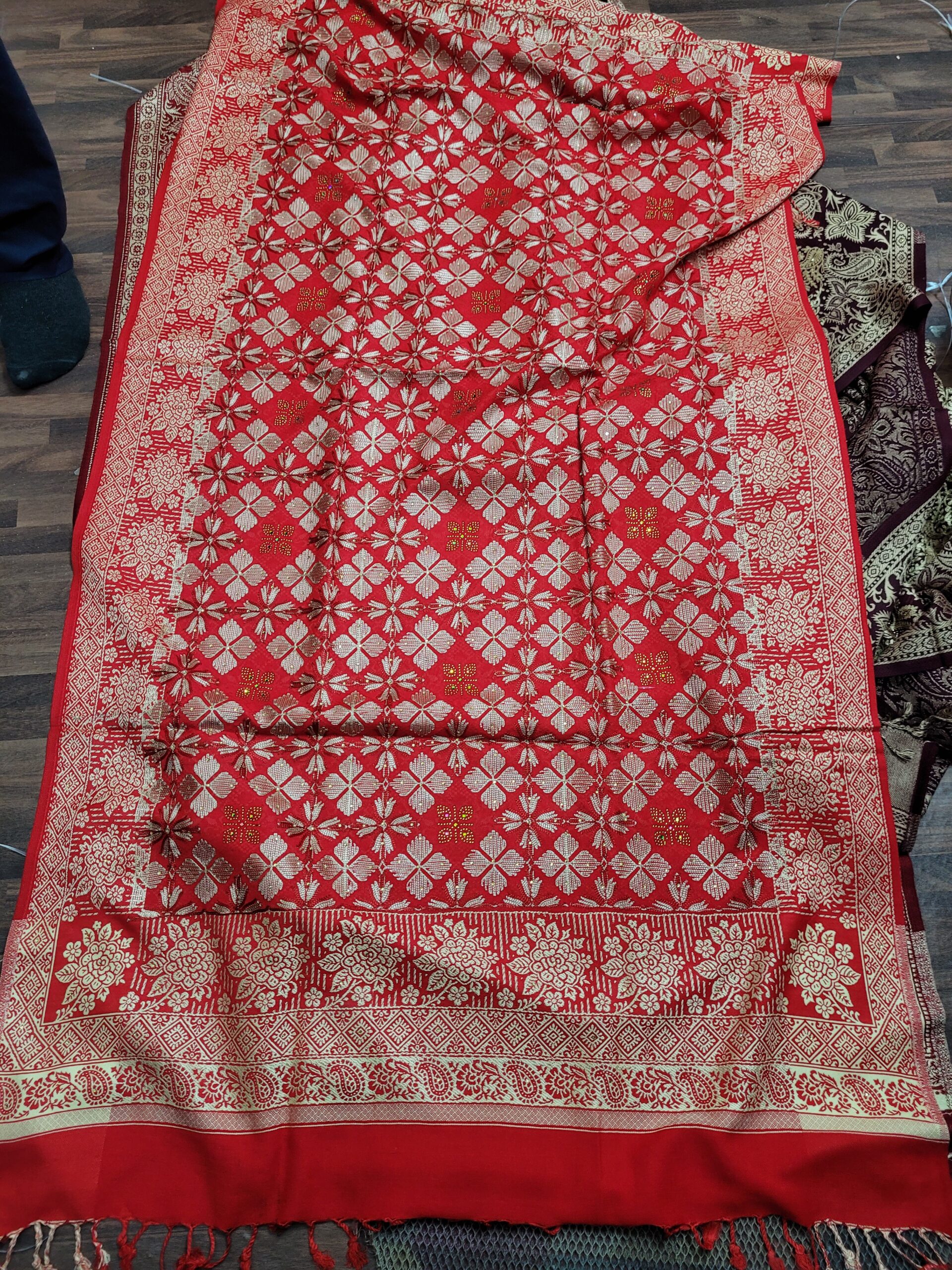 Acrylic Viscose Embroidery With Patch Work Shawl