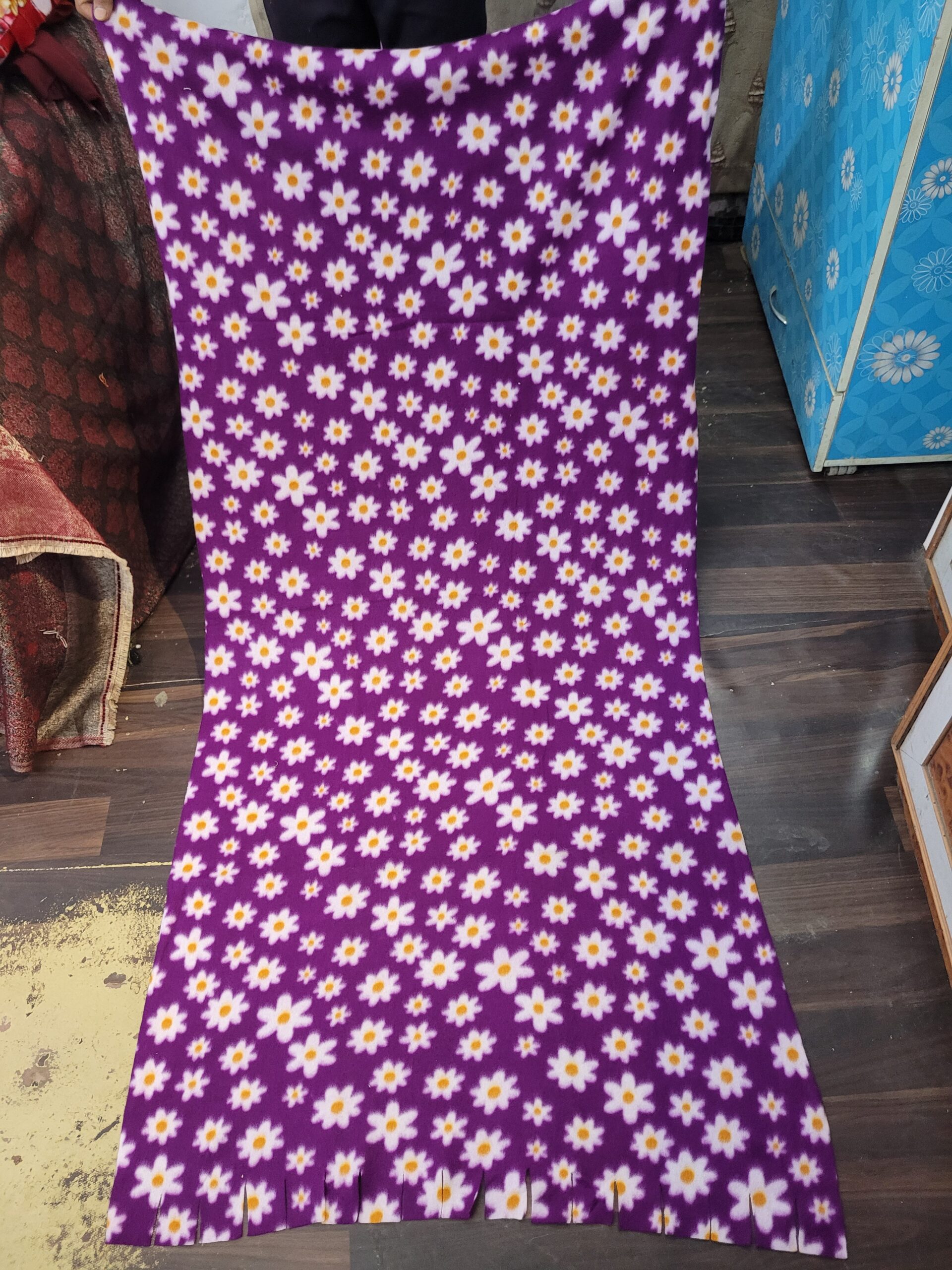 Polyester Velvet Flower Stole