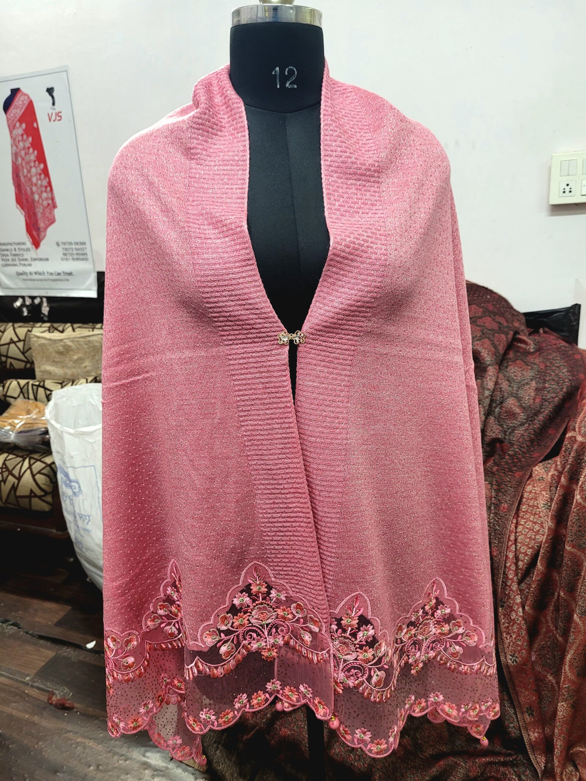 Knitted Embriodery Stole