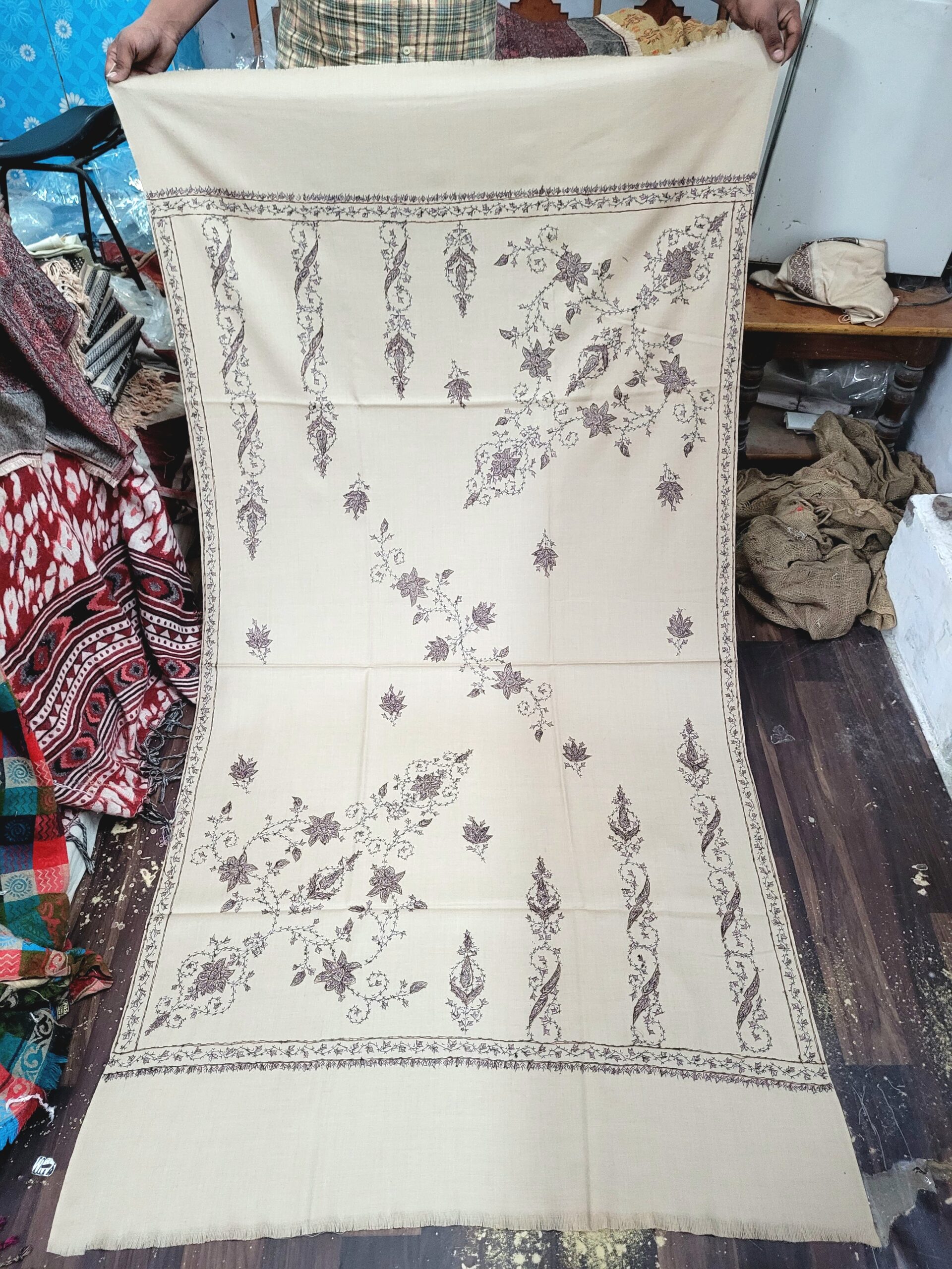 Hand Embriodery Pure Wool Shawl