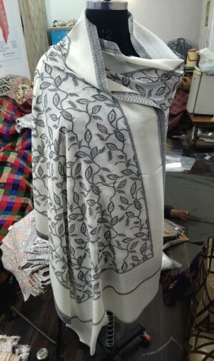 Fine Wool Leaf Jaal Stole