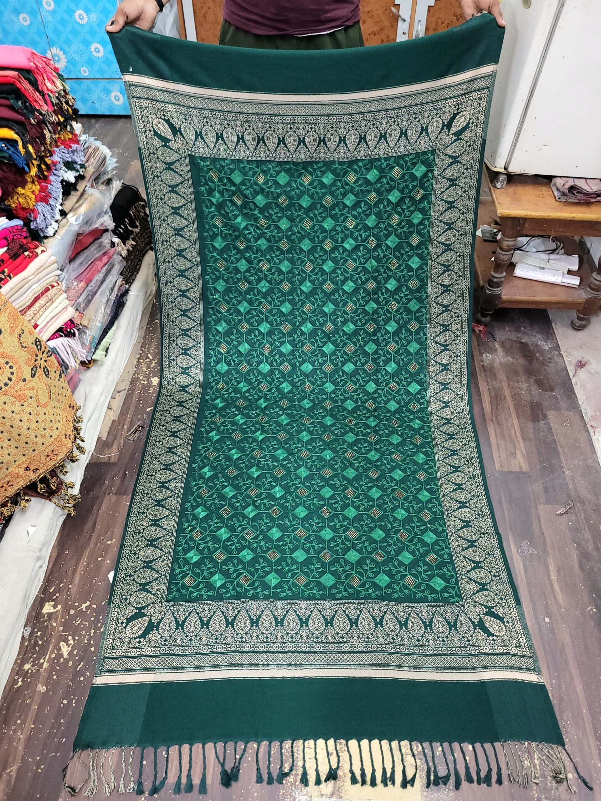 Embriodery Work With Stone Shawl