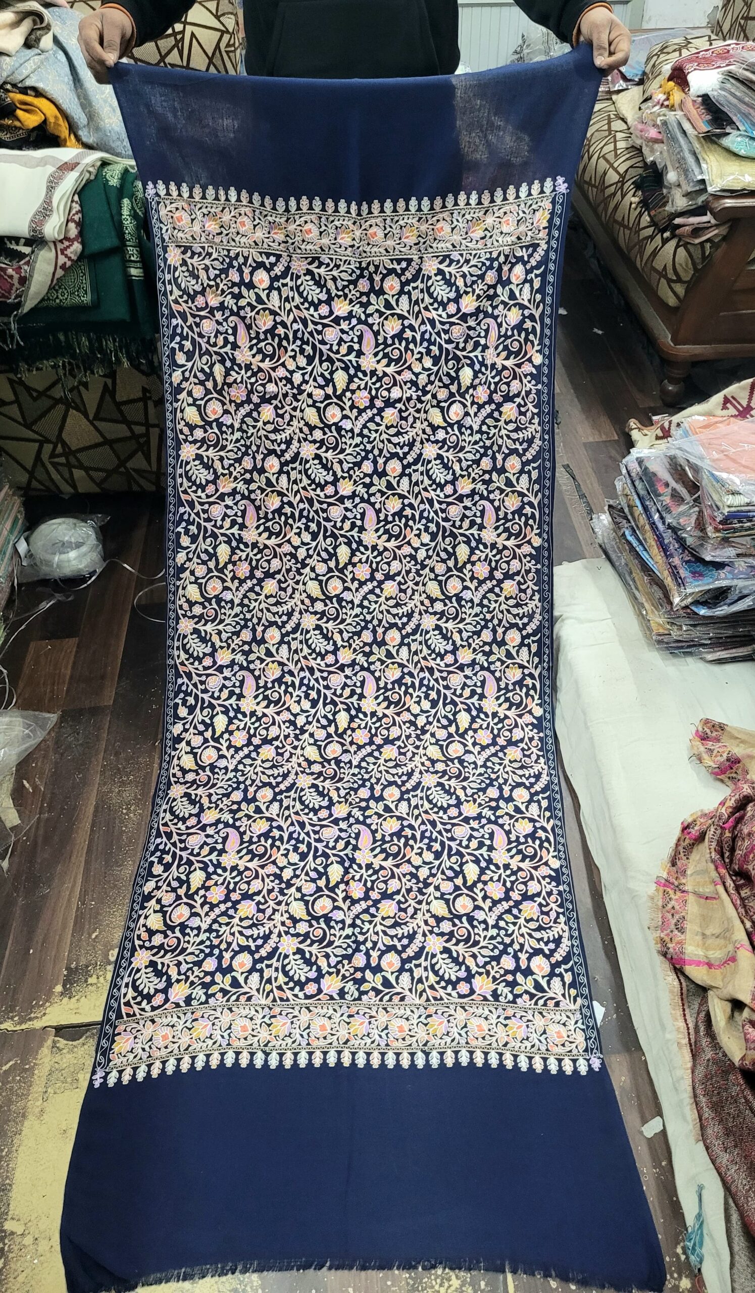 Pure Wool Multi Embriodery Stole