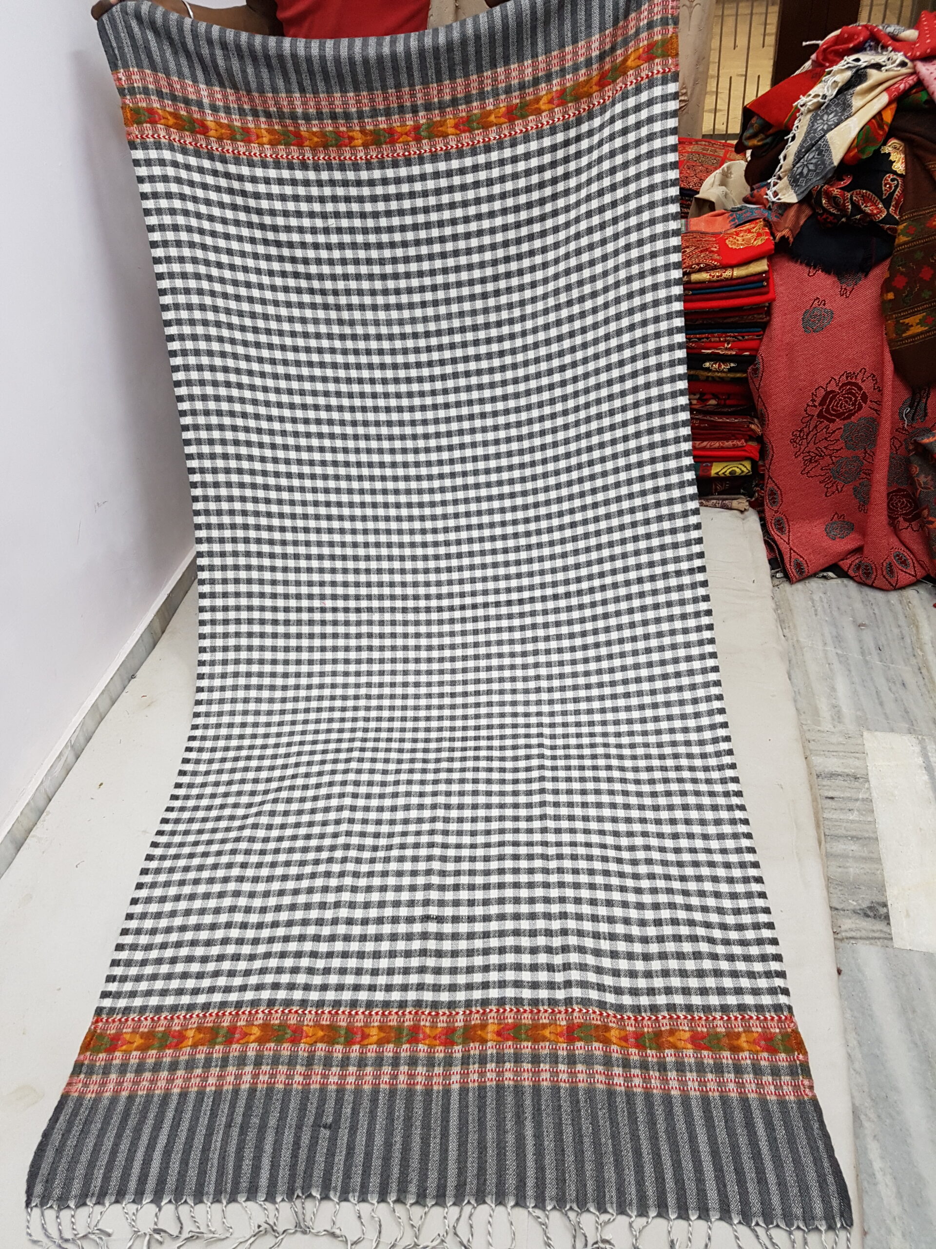 Check Acrylic Kullu Shawl