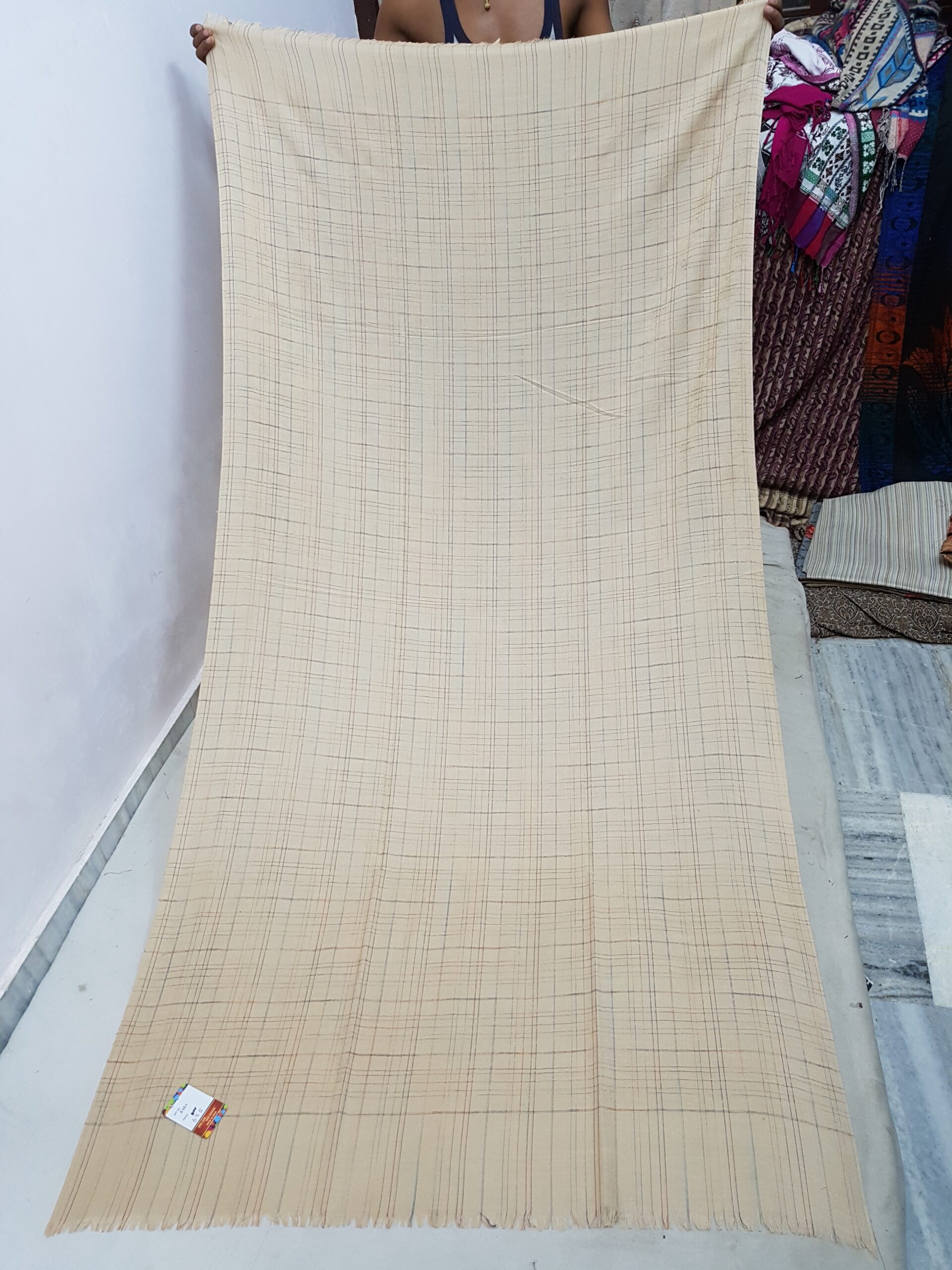 Check Lining Pure Wool Shawl