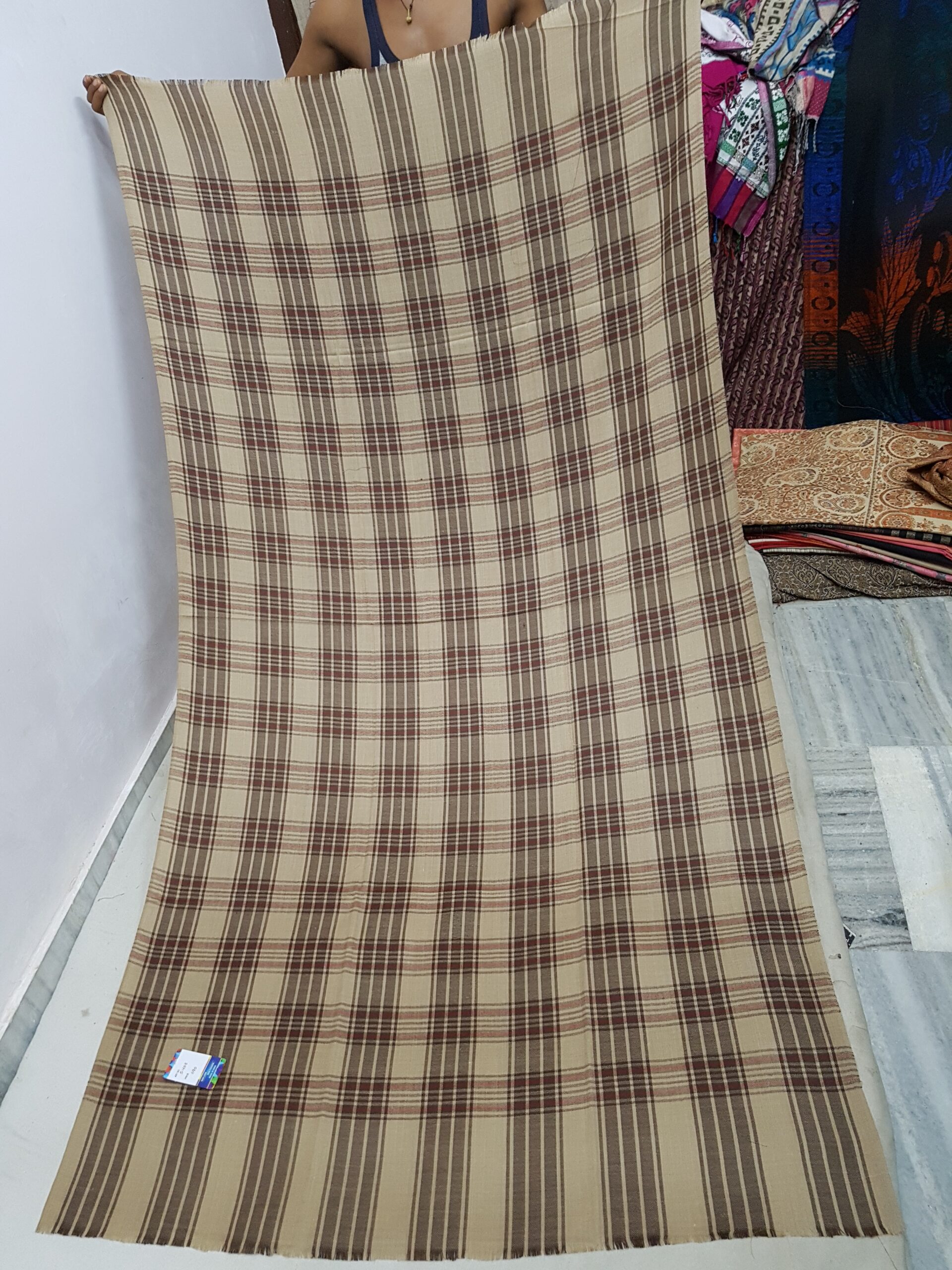 Check Pattern Pure Wool Shawl