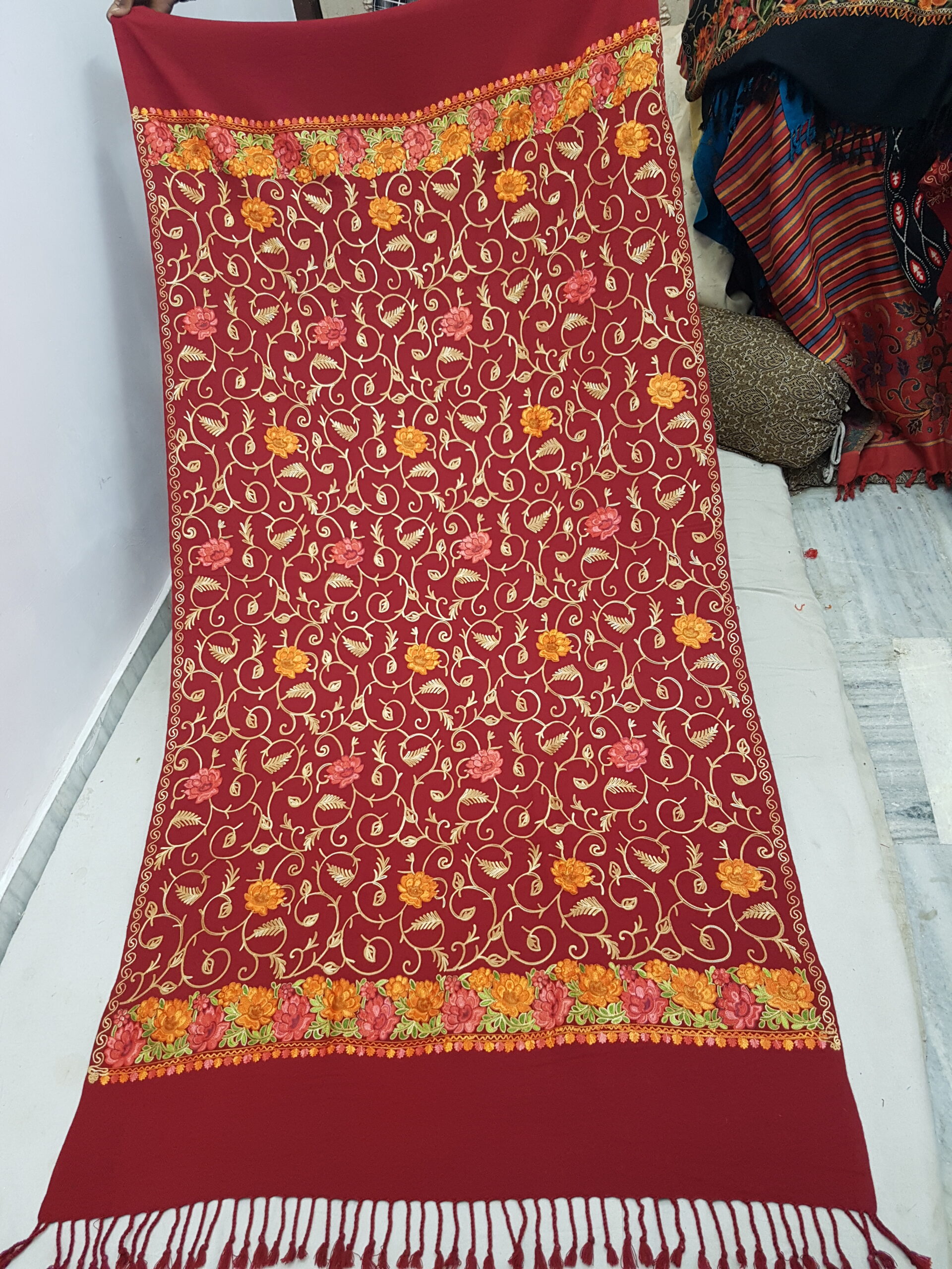 Embroidery Jaal Cashmilon Shawl