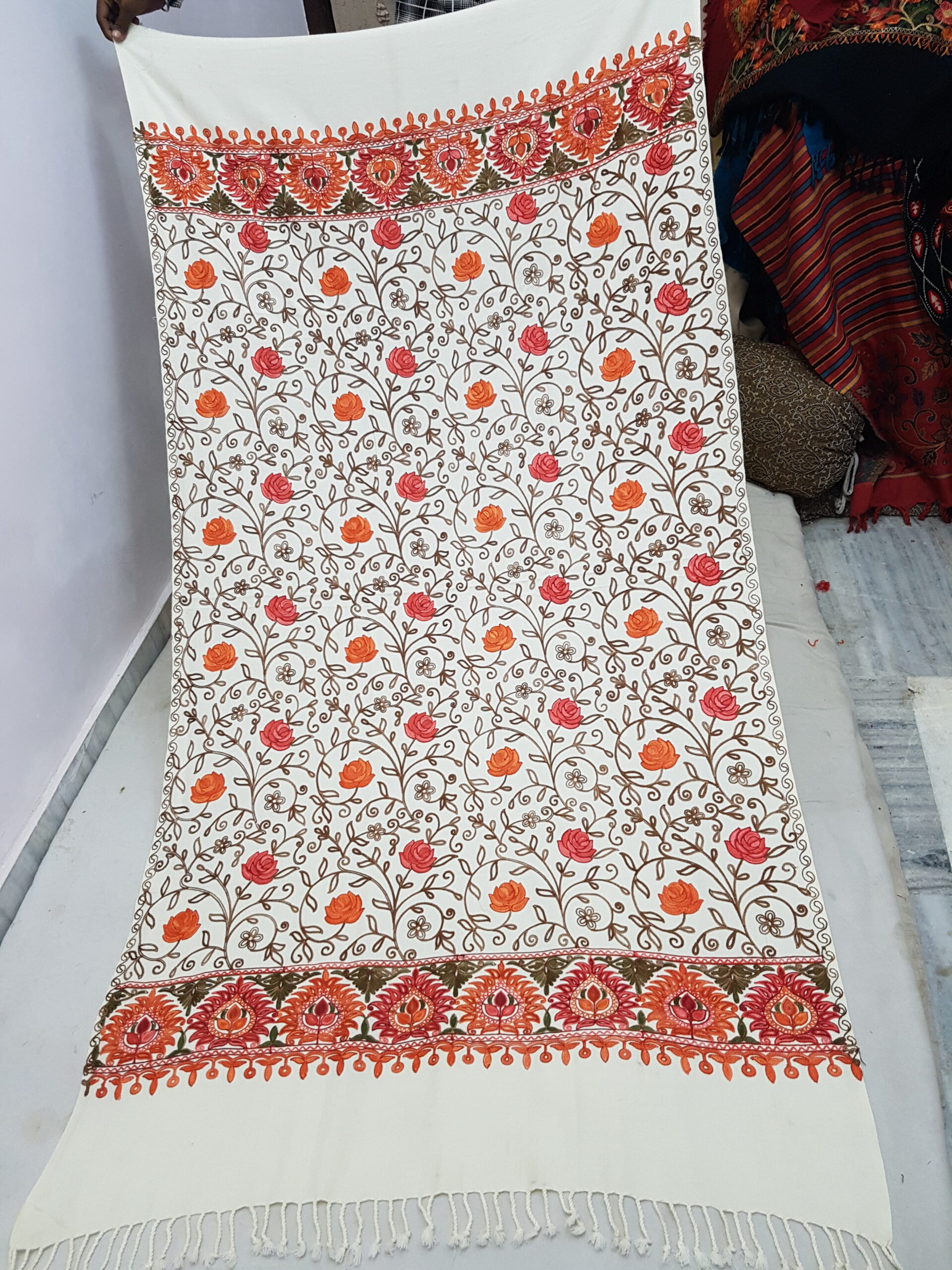 Embroidery Jaal Cashmilon Shawl