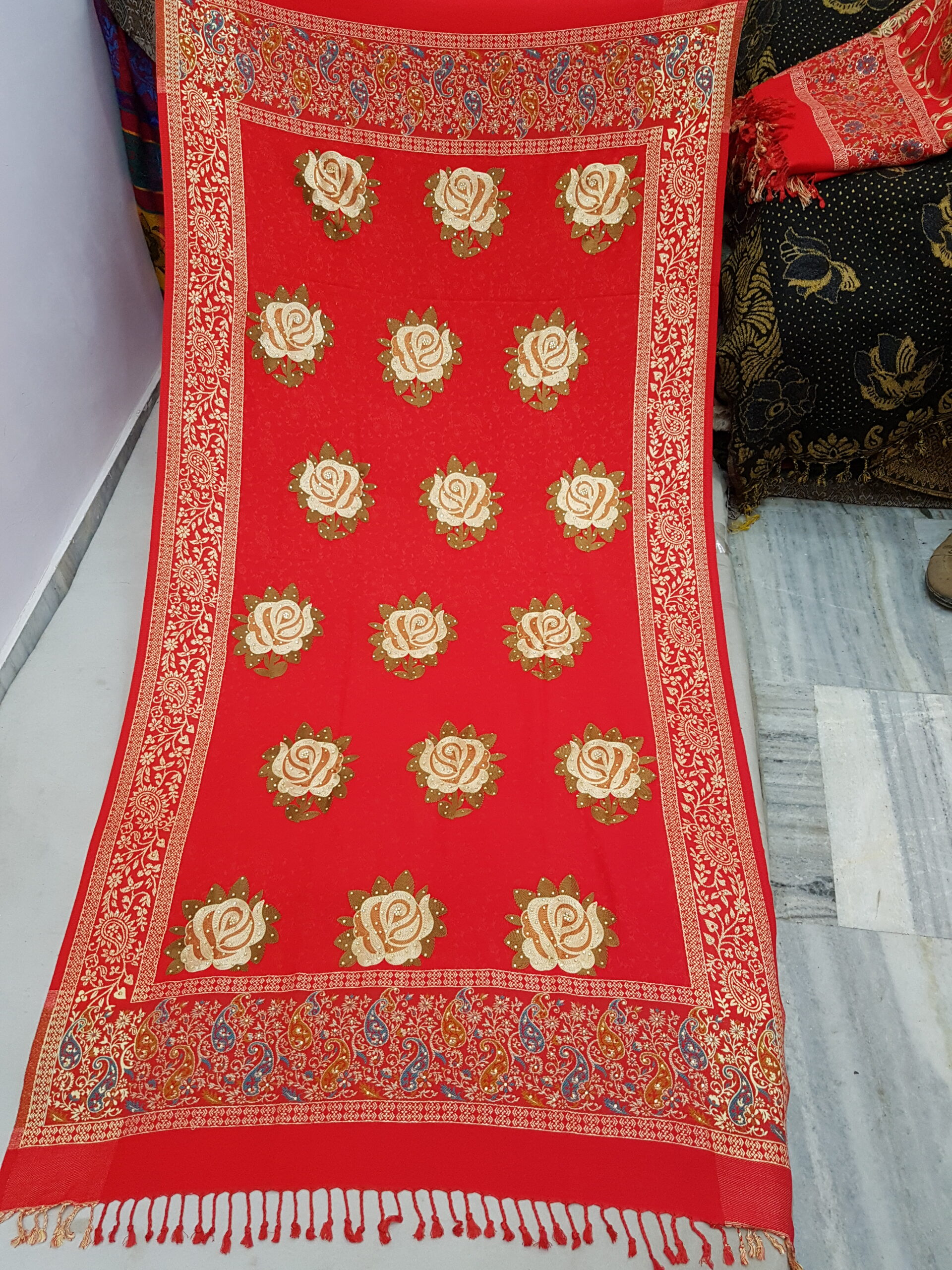 Embroidery With Stone Shawl
