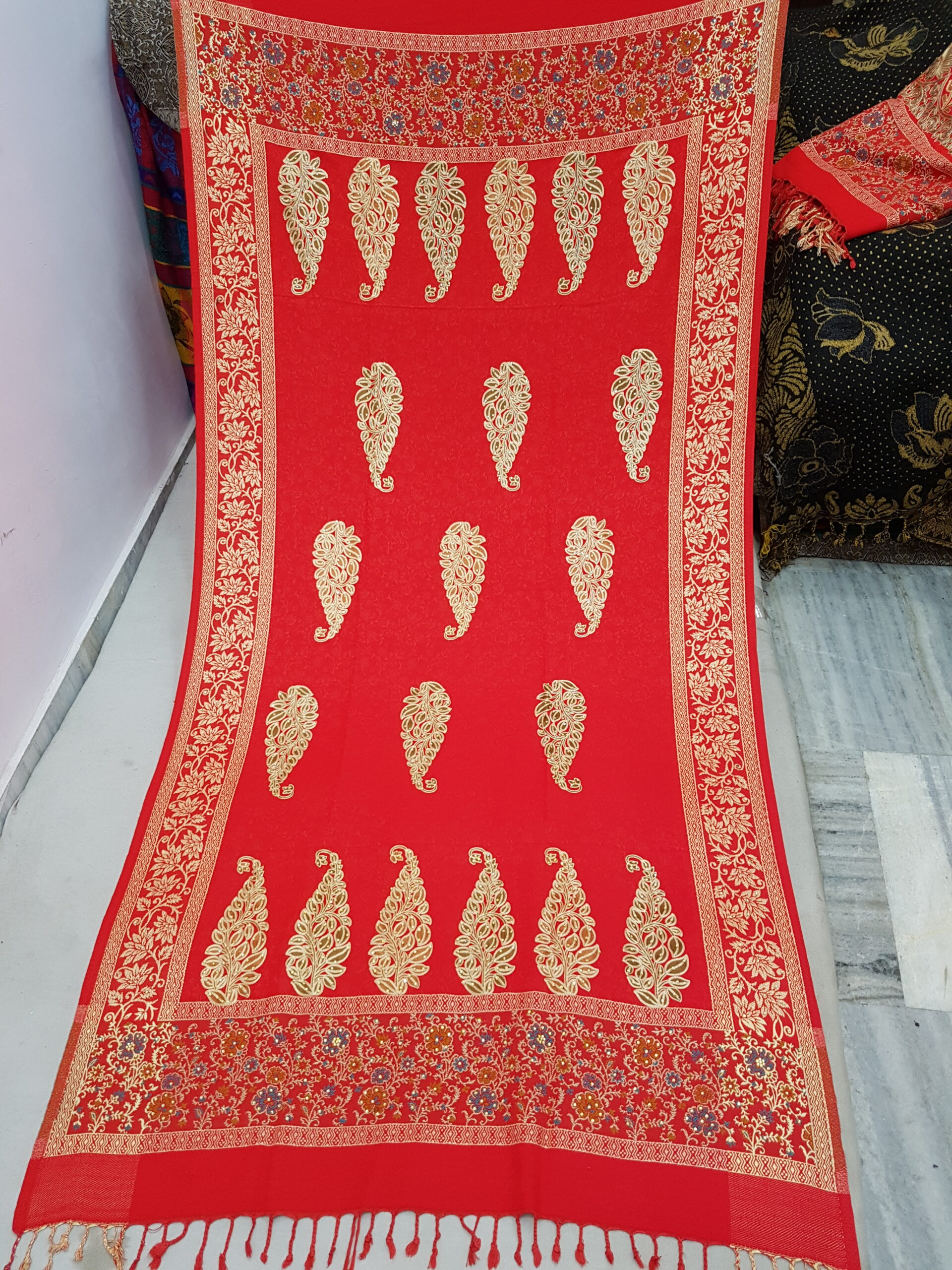 Embroidery With Stone Shawl