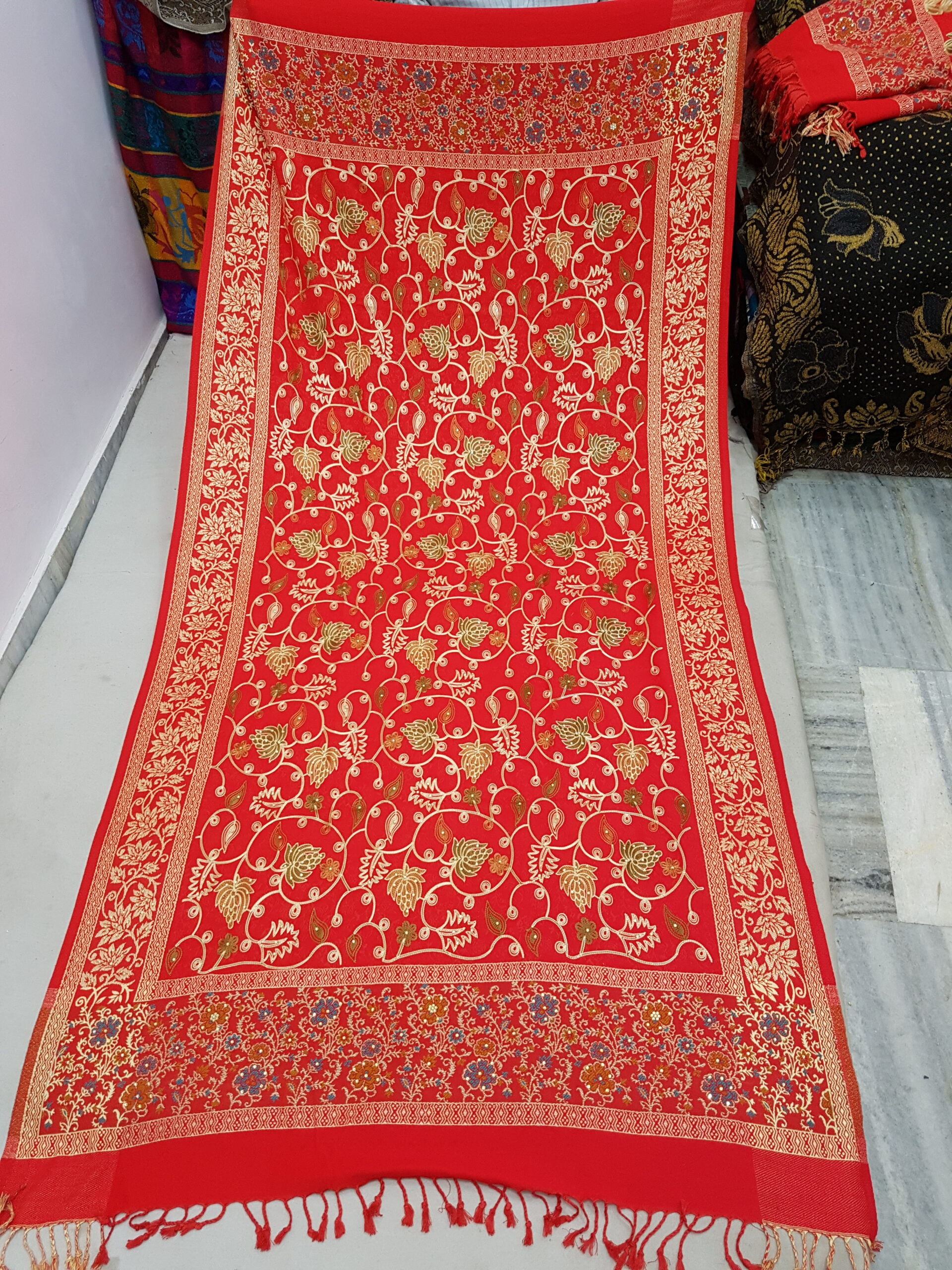 Embroidery With Stone Shawl
