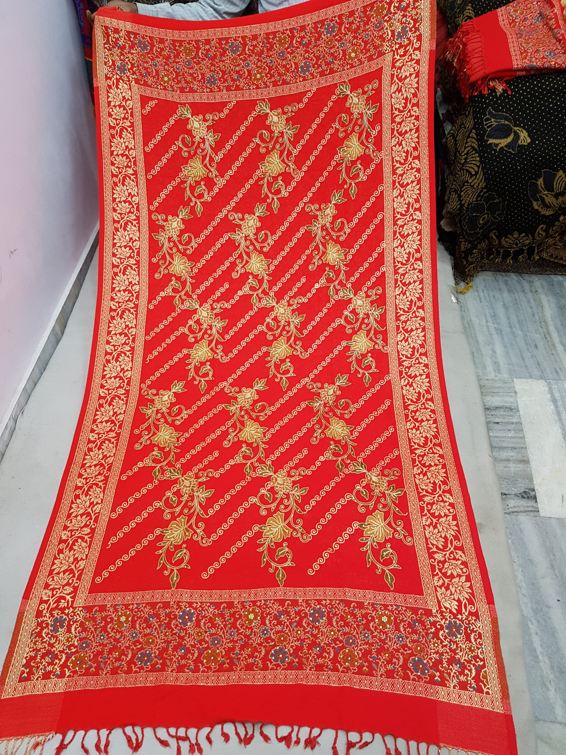Embroidery With Stone Shawl