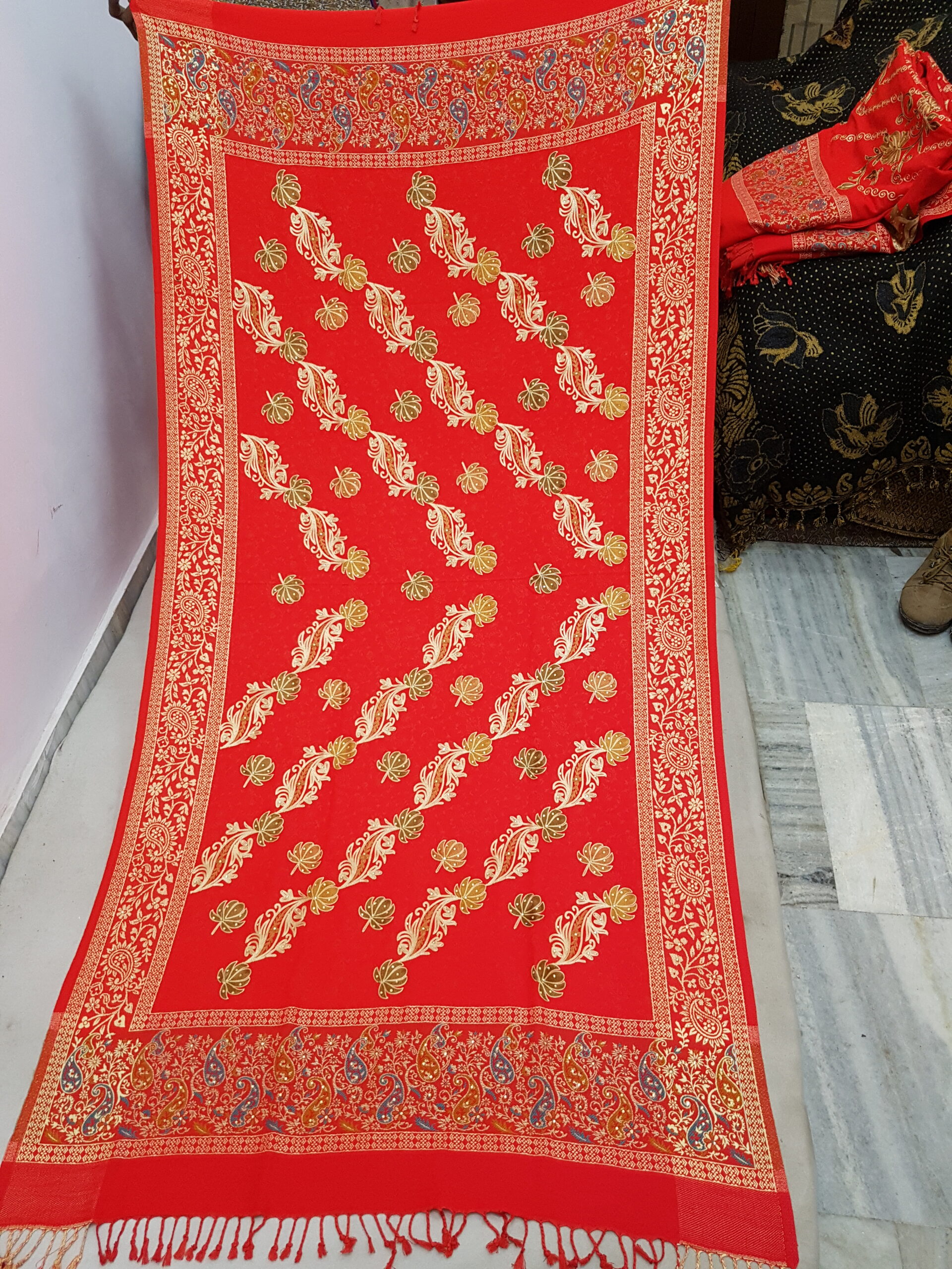 Embroidery With Stone Shawl