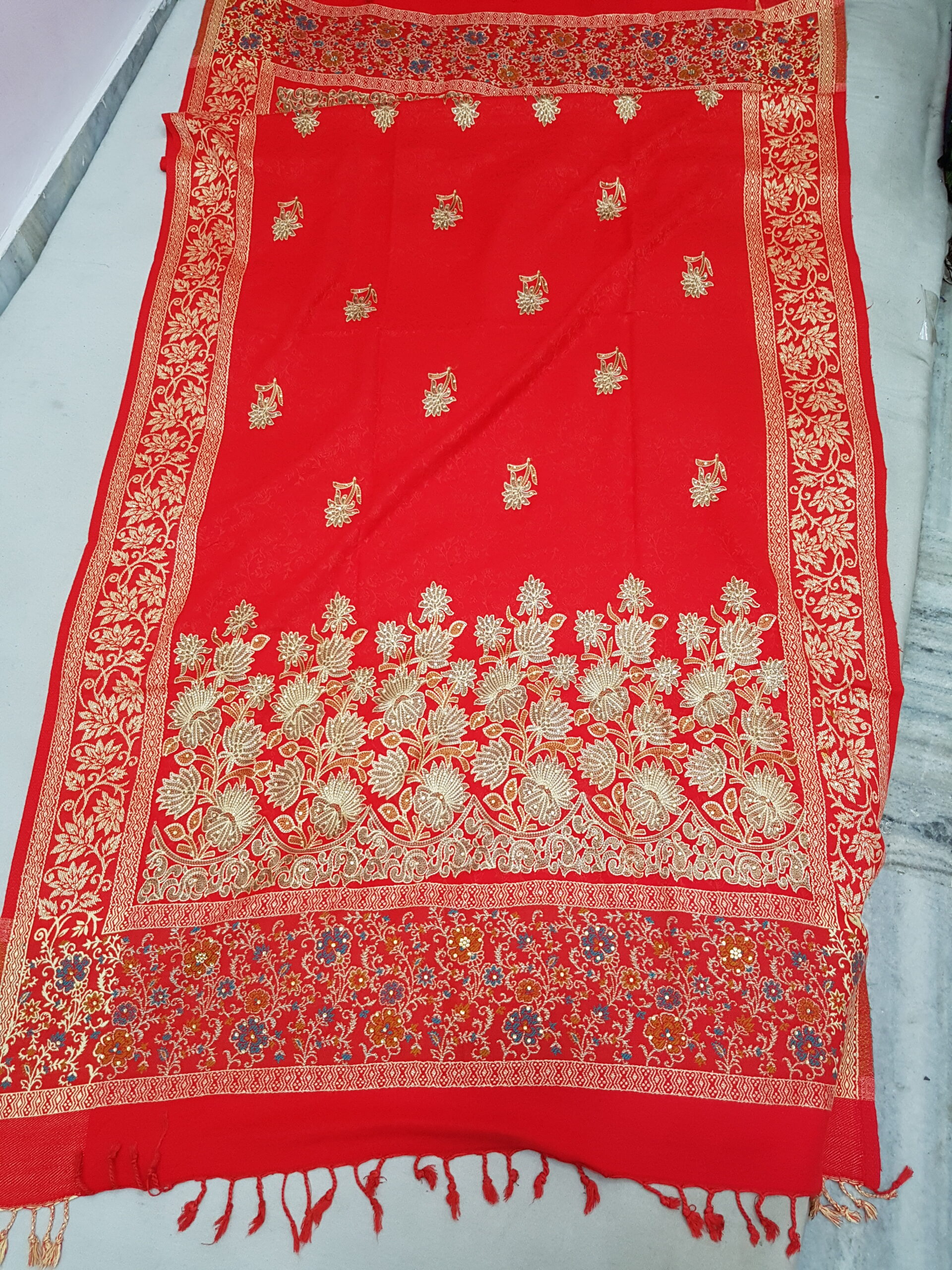 Embroidery With Stone Shawl