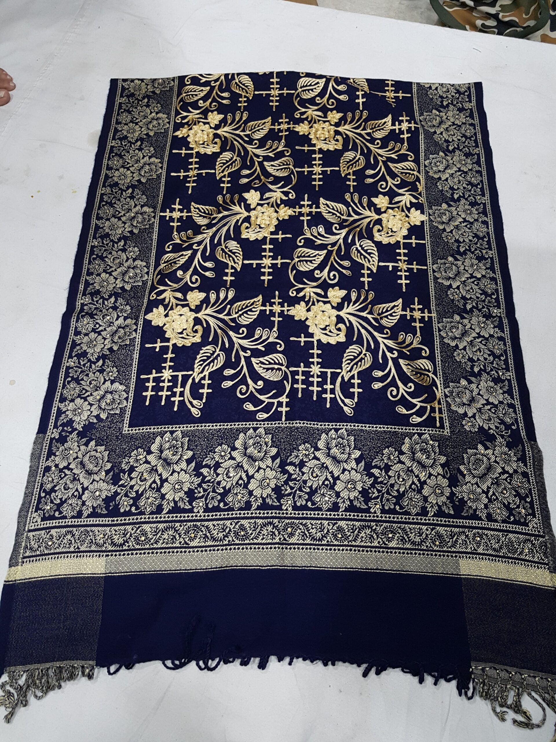 Embroidery viscose acrylic stole