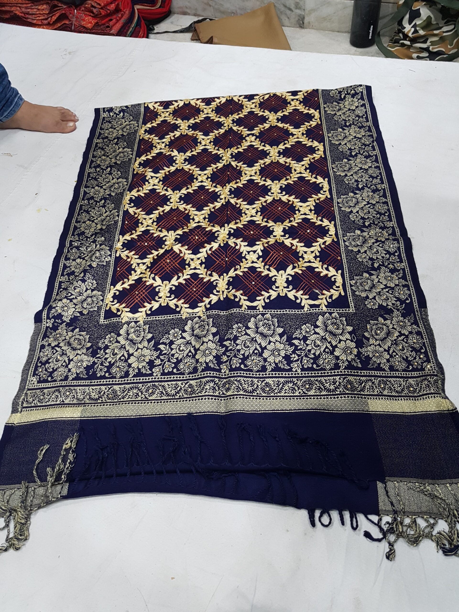 Embroidery viscose acrylic stole