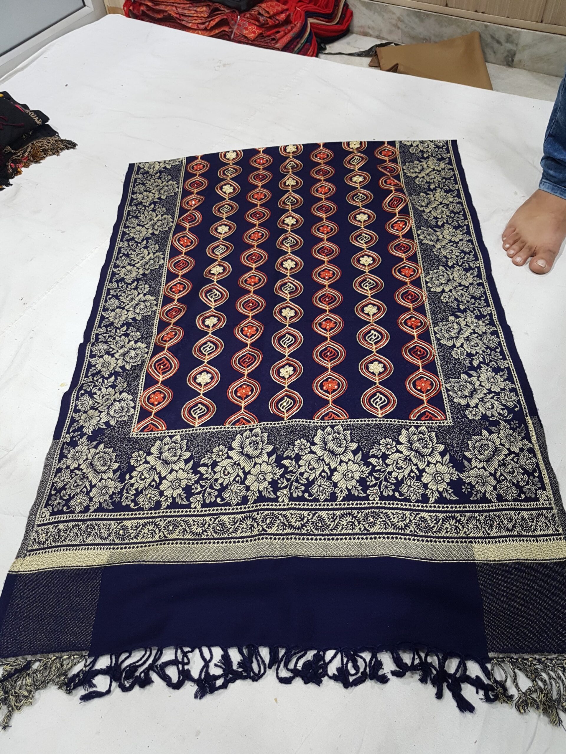 Embroidery viscose acrylic stole