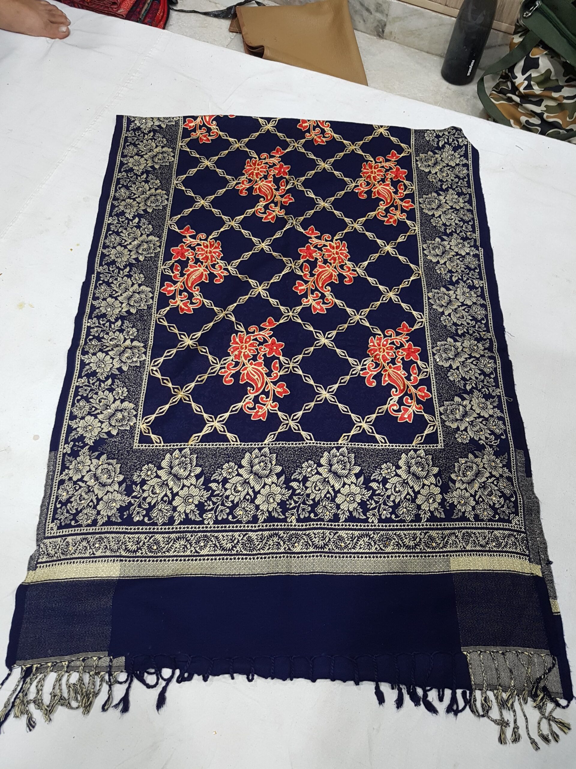Embroidery viscose acrylic stole