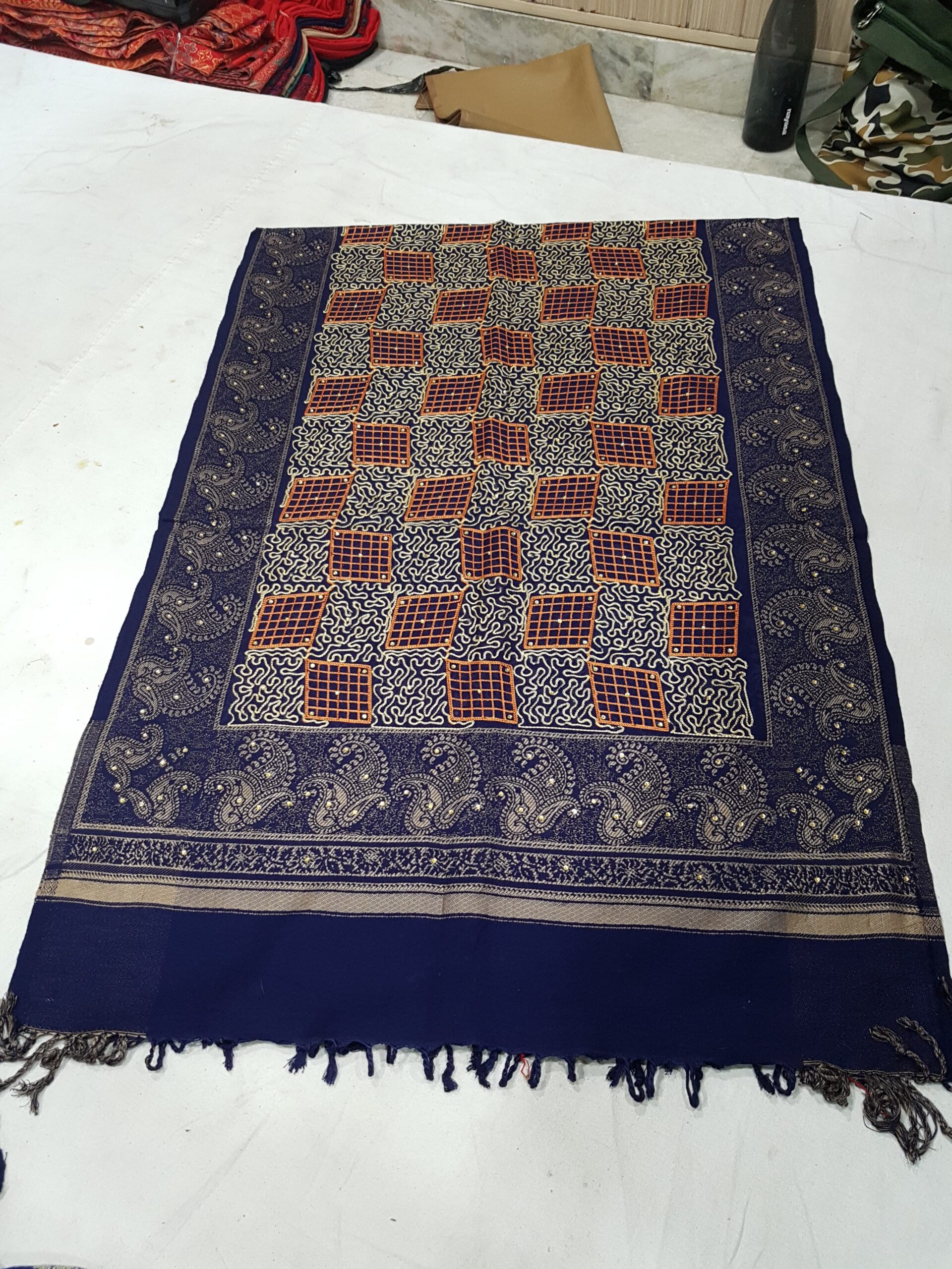 Embroidery viscose acrylic stole