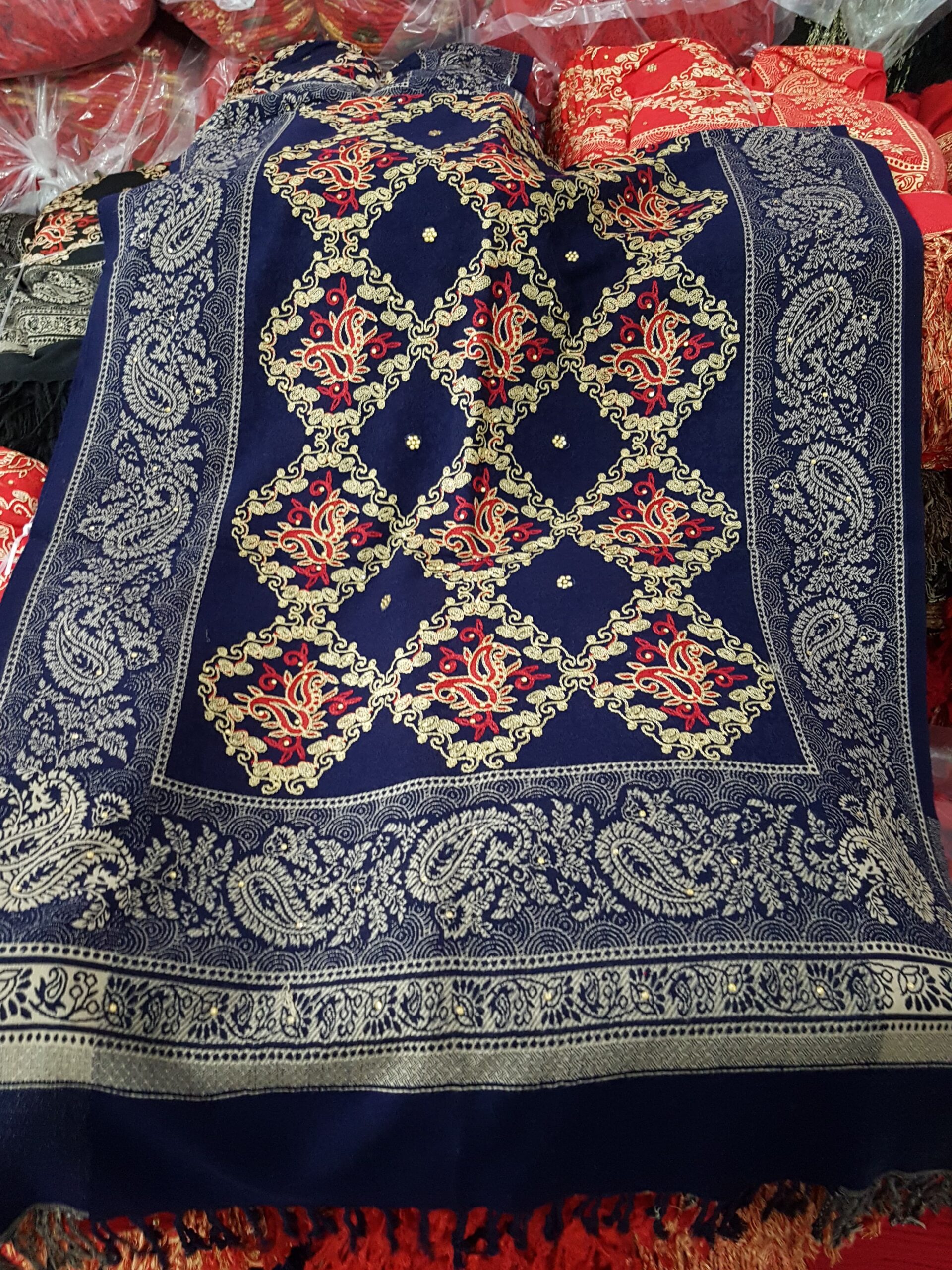 Embroidery viscose acrylic stole