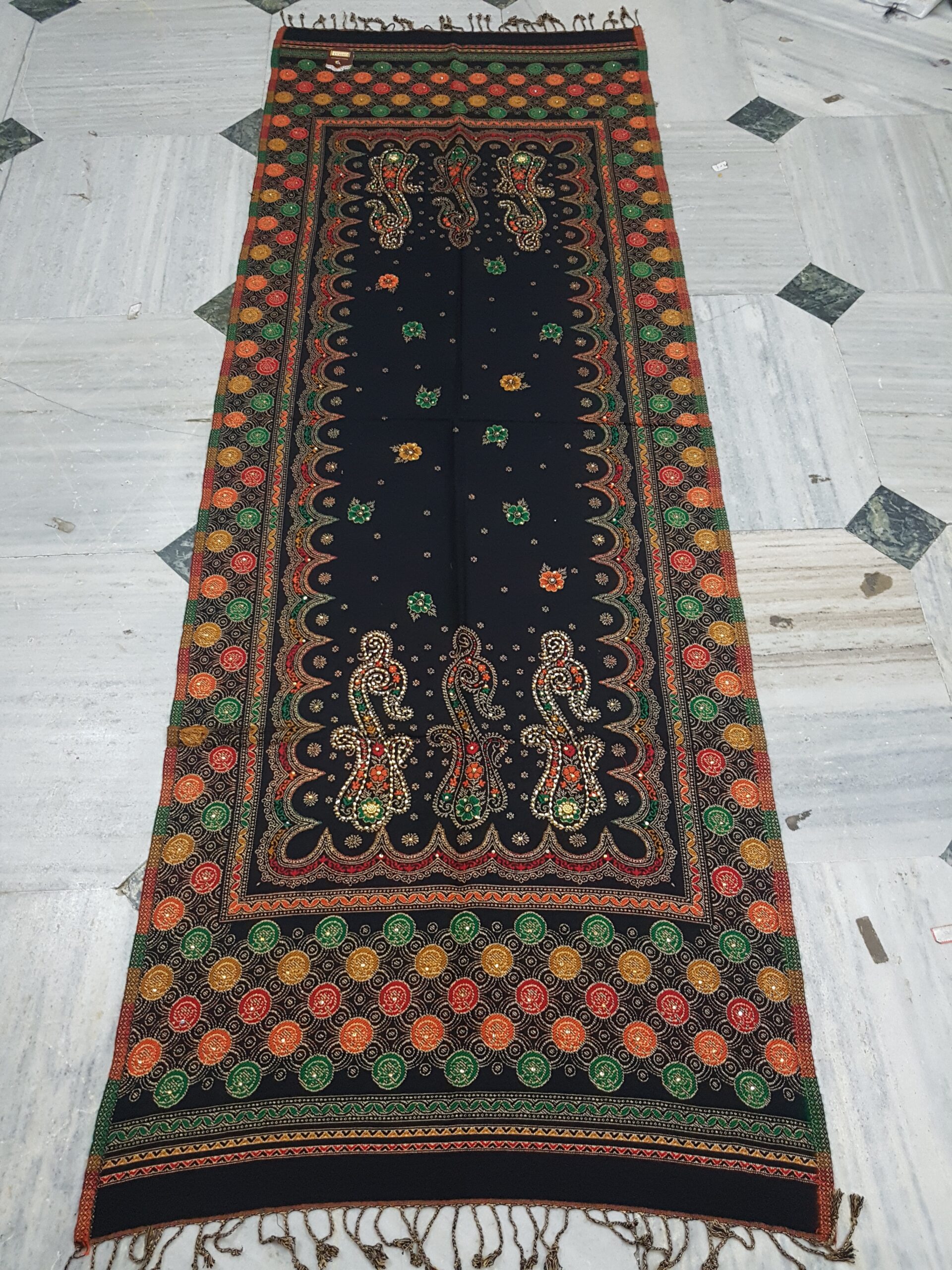 Multi Acro Wool With Stone Stole