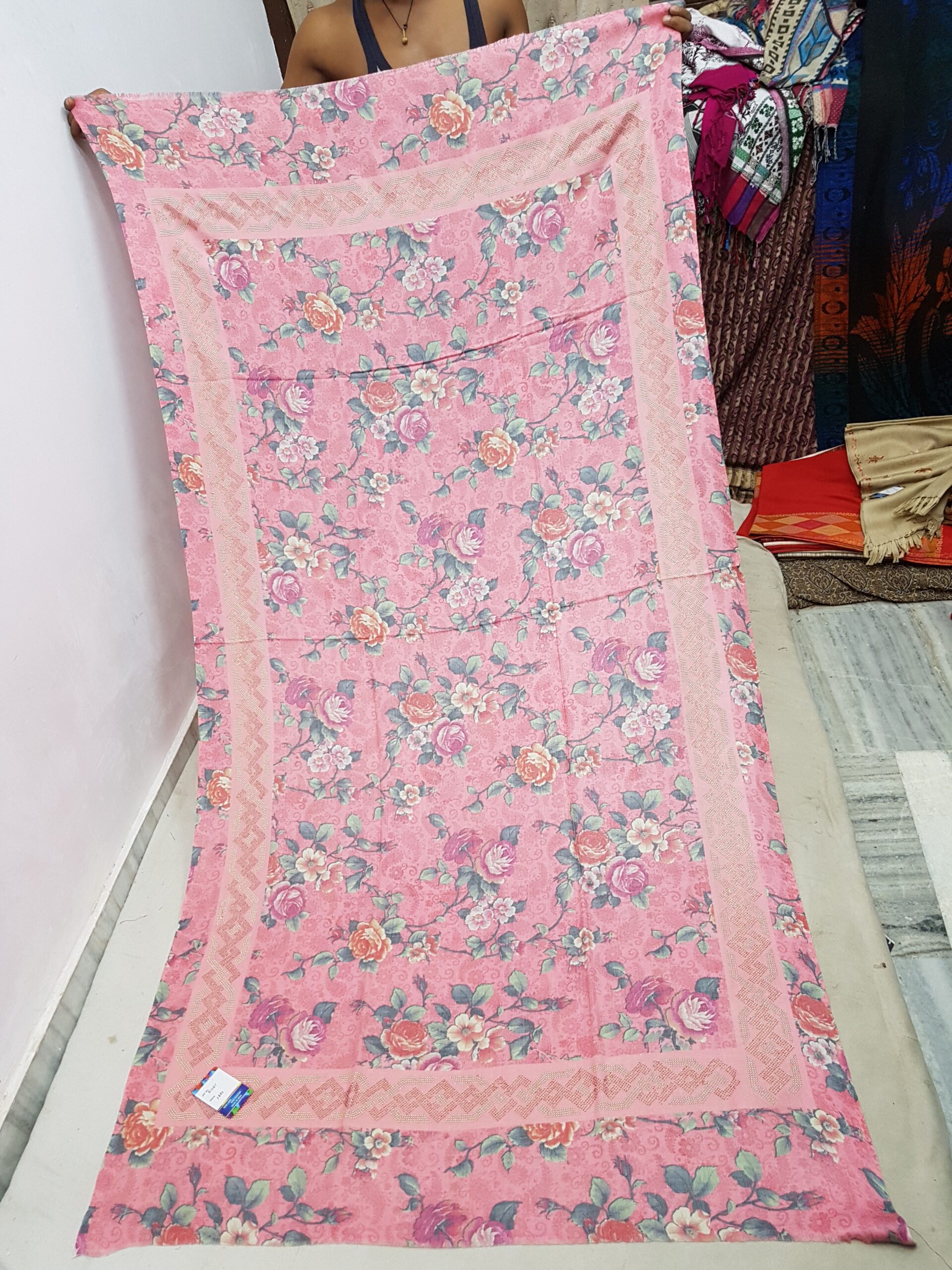 Patch Border Pure Wool Shawl