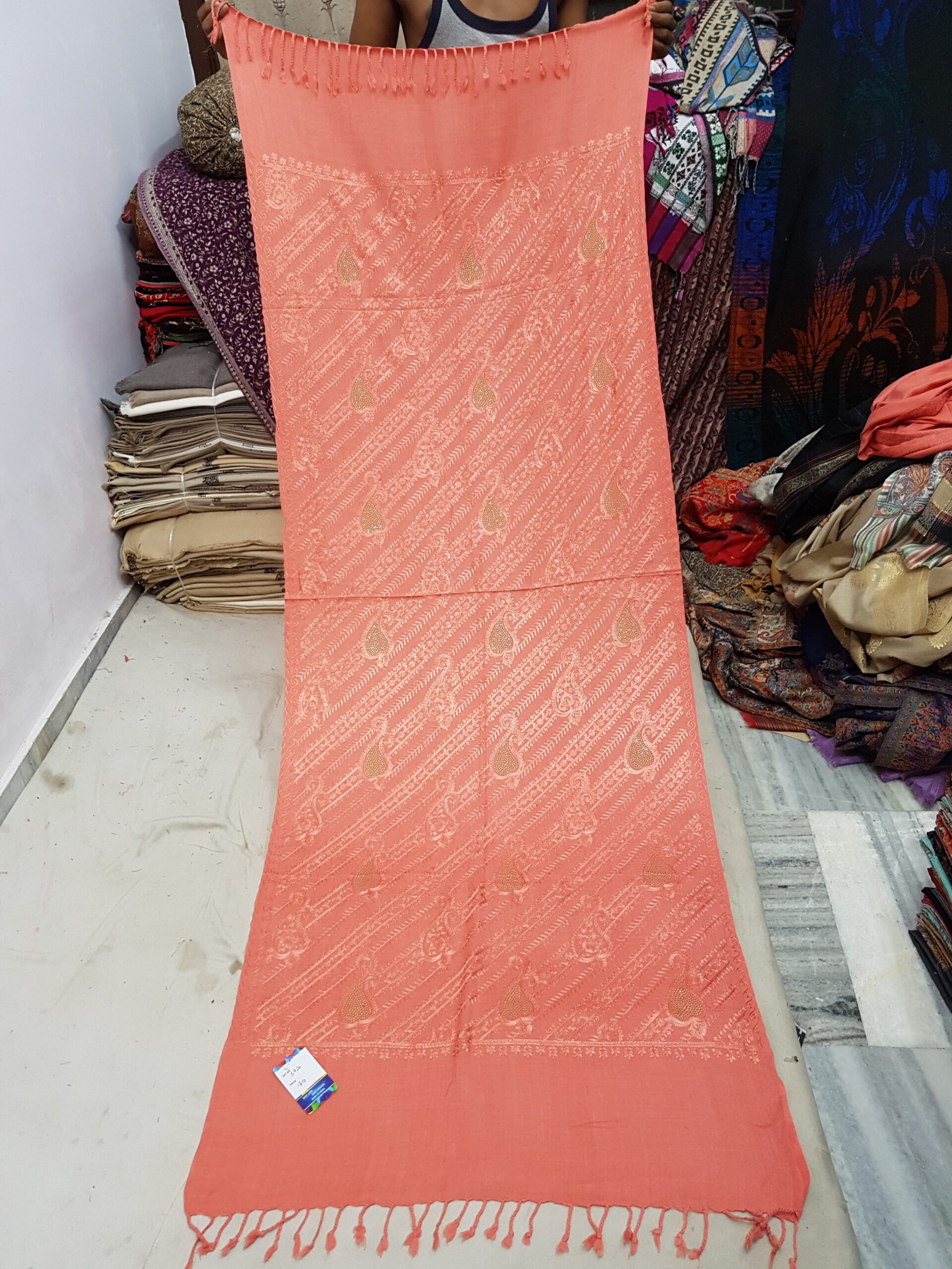 Pure Wool Embriodery With Patch Stole