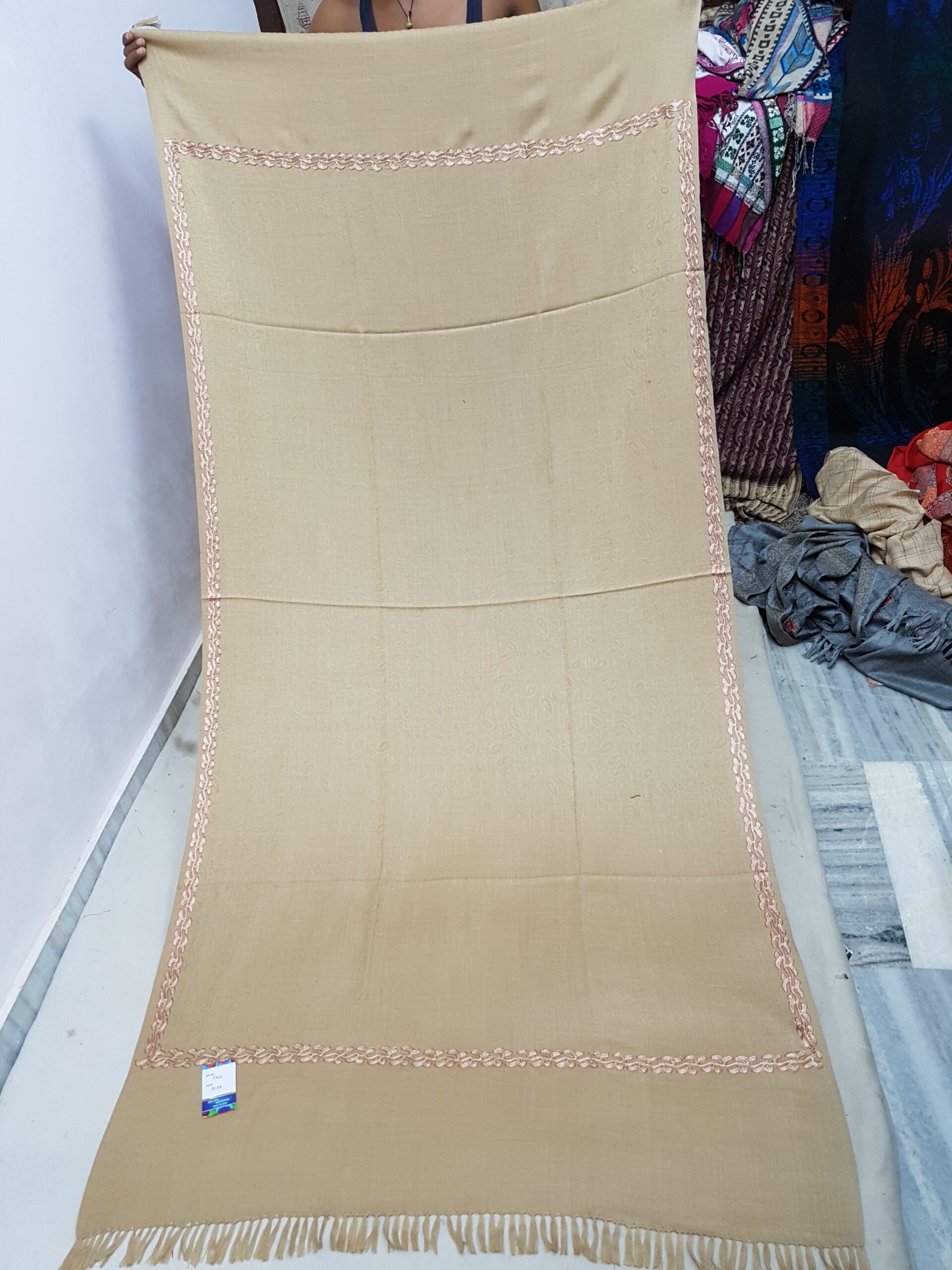 Pure Wool Border Embroidery Shawl