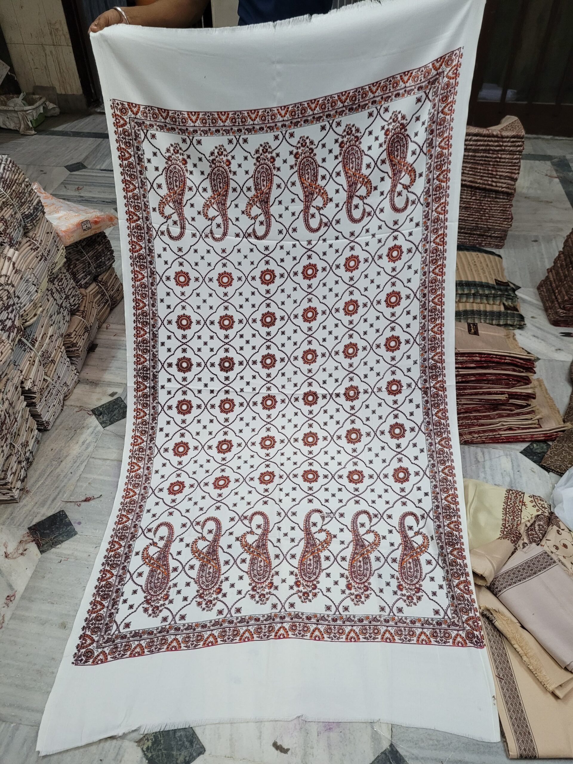 Polyester acrylic print antique shawl