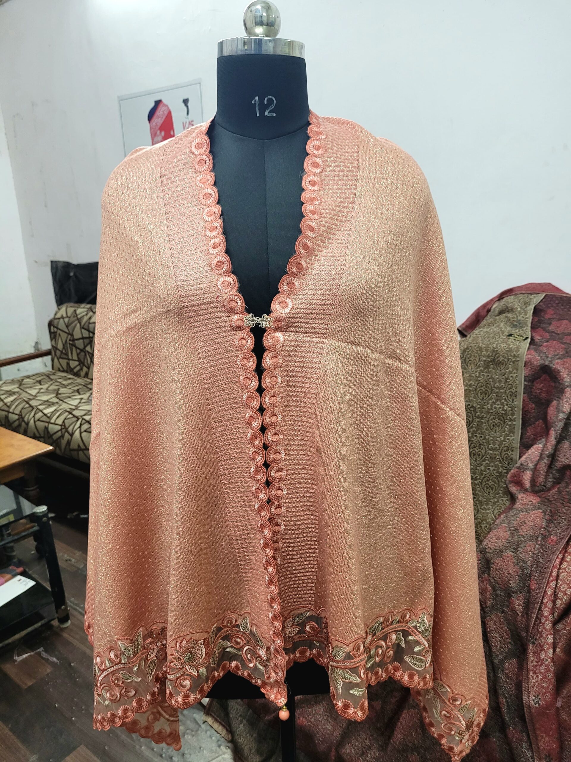 Knitted Embriodery Stole