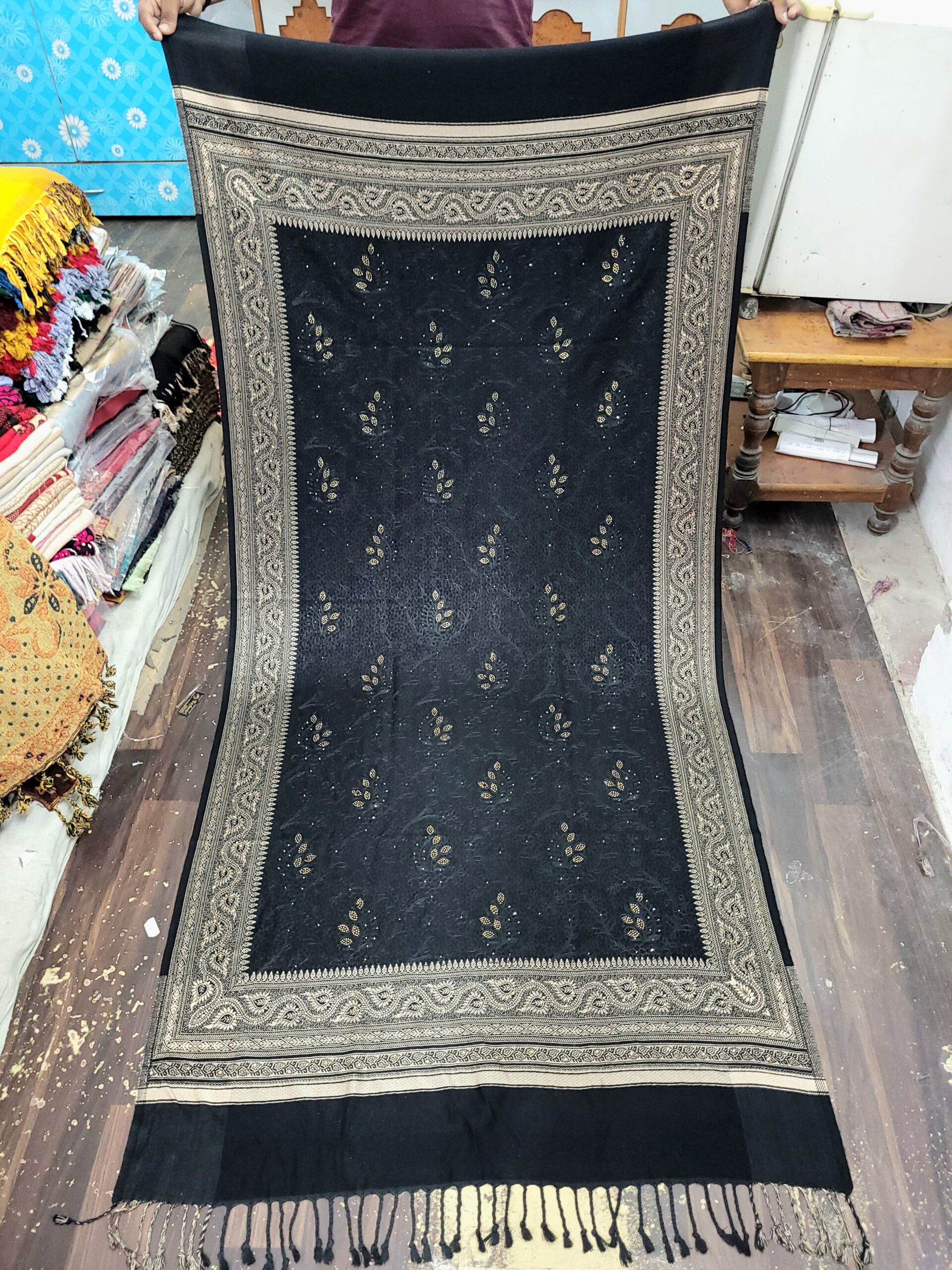 Embriodery Self Work With Stone Shawl