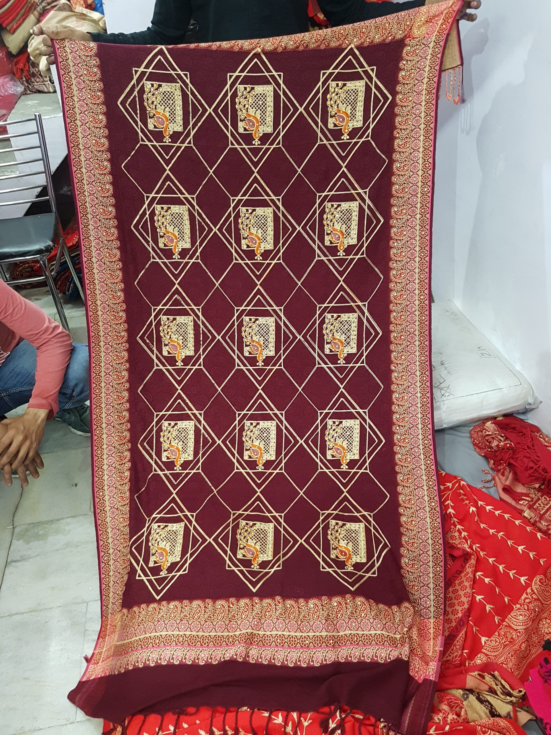 Embroidery Viscose Jaal Shawl