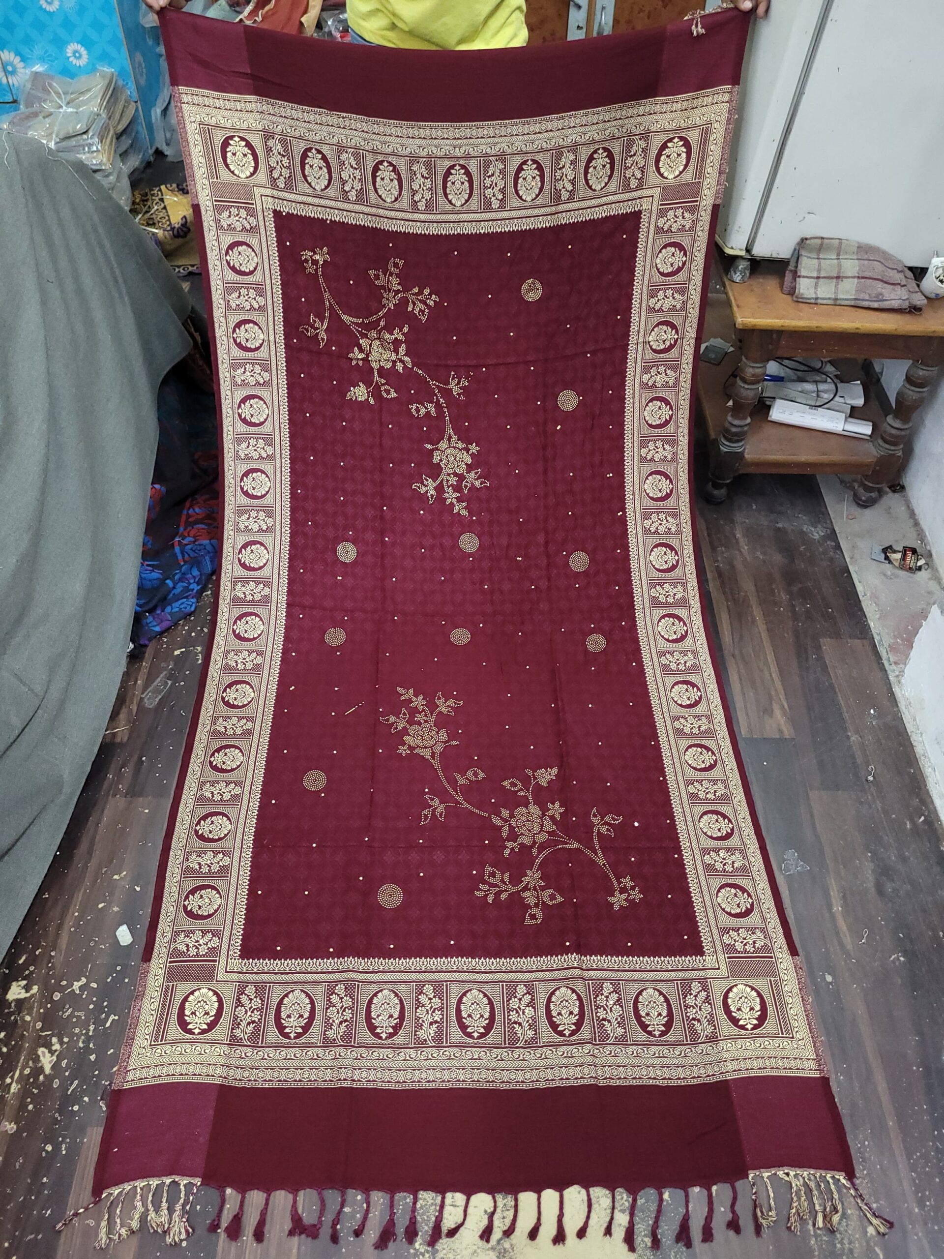 Stone Work Acrylic Shawl